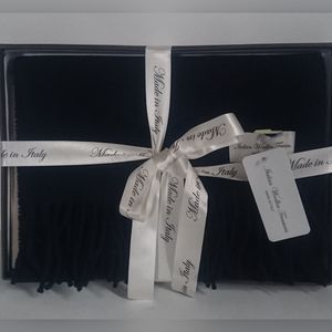Italian Woollen Treasures Unisex Scarf 100% Cashmere Navy MADE IN ITALY